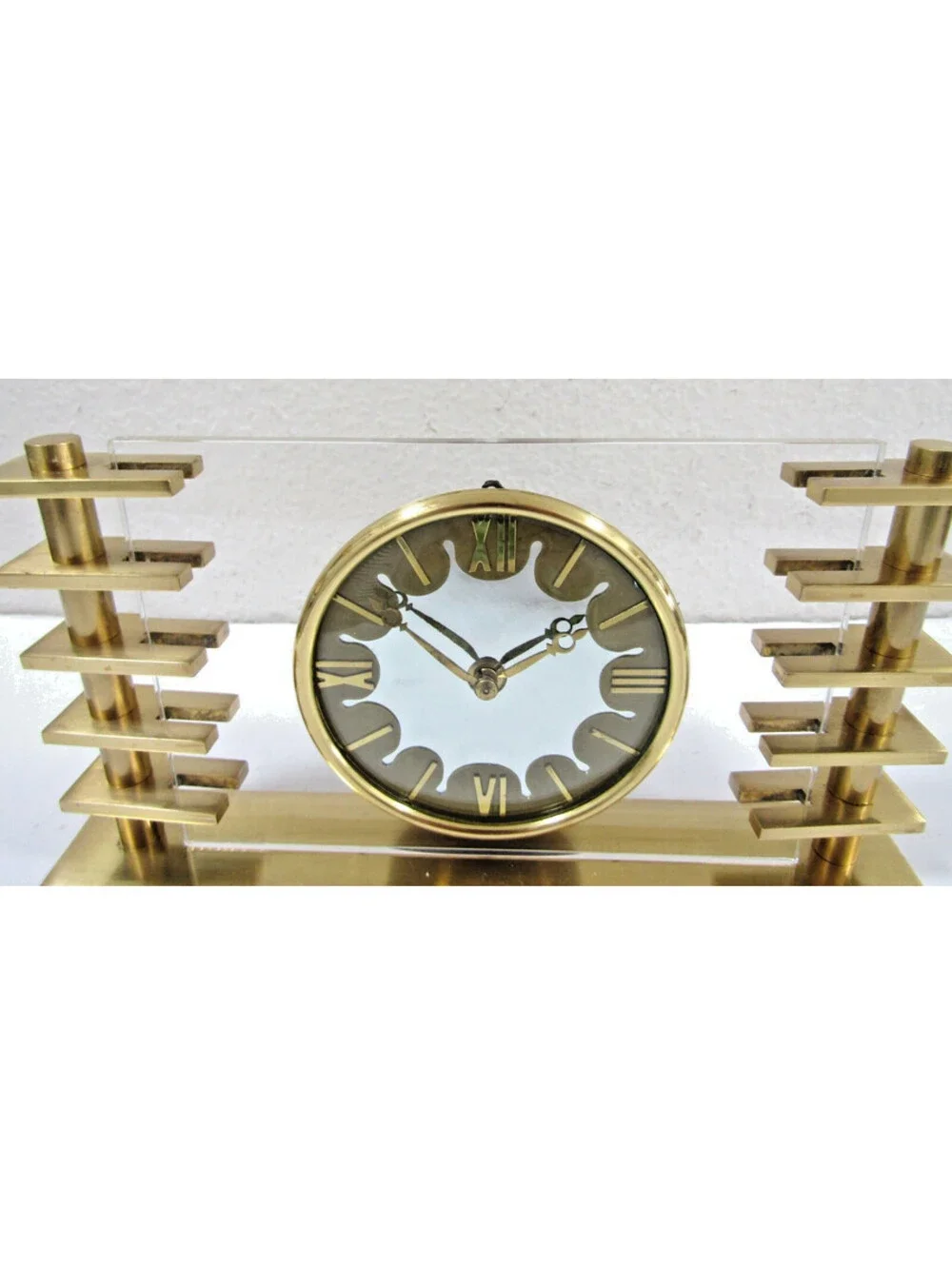 Art Deco 1930s Smiths Bronze and Lucite Desk Clock
